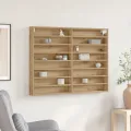 Cabinet Vitrine  en Chêne Artisan 100x8,5x75 cm en Bois Aggloméré