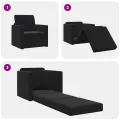 Sofa Lit 2-en-1 Noir 74x77x81 cm Velours