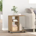 Table d'appoint  sur roulettes en chêne 50x30x55 cm en bois d'ingénierie