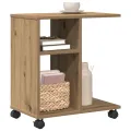 Table d'appoint  sur roulettes en chêne 50x30x55 cm en bois d'ingénierie