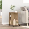 Table d'appoint  sur roulettes en chêne 50x30x55 cm en bois d'ingénierie