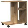 Table d'appoint  sur roulettes en chêne 50x30x55 cm en bois d'ingénierie