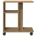 Table d'appoint  sur roulettes en chêne 50x30x55 cm en bois d'ingénierie