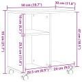 Table d'appoint  sur roulettes en chêne 50x30x55 cm en bois d'ingénierie