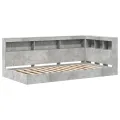 Lit bibliothèque gris béton 75x190 cm en bois reconstitué