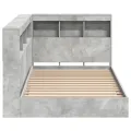 Lit bibliothèque gris béton 75x190 cm en bois reconstitué