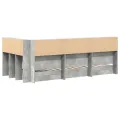Lit bibliothèque gris béton 75x190 cm en bois reconstitué