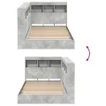 Lit bibliothèque gris béton 75x190 cm en bois reconstitué