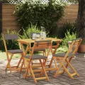 Ensemble Bistro Pliable 5 Pièces avec Coussins en Bois Massif d'Acacia