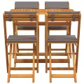 Ensemble Bistro Pliable 5 Pièces avec Coussins en Bois Massif d'Acacia