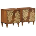 Tables de chevet 2 pcs 40x33x46 cm en bois solide de mangue