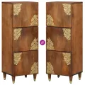Meuble Haut Marron Miel avec accents dorés Bois de Manguier Massif