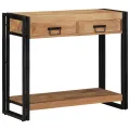 Table Console  Noire 90x33x75 cm en Acacia Massif et Métal