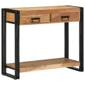 Table Console  Noire 90x33x75 cm en Acacia Massif et Métal