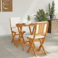 Ensemble Bistro de 3 Pièces avec Coussins en Bois d'Acacia Massif
