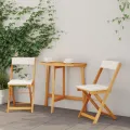 Ensemble de bistro 3 pièces avec coussins en bois massif d'acacia