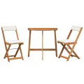 Ensemble de bistro 3 pièces avec coussins en bois massif d'acacia