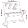 Banc de jardin pliant 80x46x85 cm en bois massif d'acacia