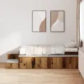 Cadre de lit de rangement en bois ancien 75x190 cm