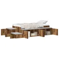 Cadre de lit de rangement en bois ancien 75x190 cm
