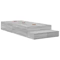 Cadre de lit de rangement Gris Sonoma 100x200 cm