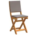 Ensemble de bistro pliant 3 pièces avec coussins, bois d'acacia massif