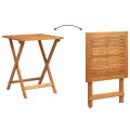 Ensemble de bistro pliant 3 pièces avec coussins, bois d'acacia massif