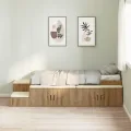 Cadre de lit de rangement en chêne artisanal 90x190 cm