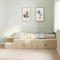 Cadre de lit de rangement en chêne Sonoma 90x190 cm