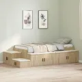Cadre de lit de rangement en chêne Sonoma 90x190 cm
