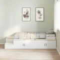 Cadre de lit de rangement Blanc 90x190 cm