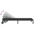 Chaises longues 2 pcs avec roues et table Noir Poly Rattan
