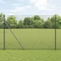 Clôture en fil soudé avec 7 poteaux gris 1,5x10 m en acier