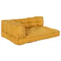 Coussin de canapé sur palette  avec accoudoirs et dossier en tissu jaune