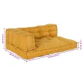Coussin de canapé sur palette  avec accoudoirs et dossier en tissu jaune