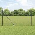 Clôture en fil soudé avec 13 piquets à pointe gris 1,2 x 25 m en acier