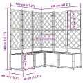 jardinière avec treillis 5 pcs noir 120x120x143 cm