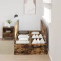 Cadre de lit de rangement Chêne fumé 80x200 cm