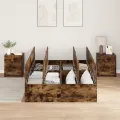 Cadre de lit de rangement  Chêne fumé 120x190 cm
