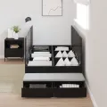 Cadre de lit de rangement Noir Chêne 90x190 cm