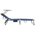 Chaise longue pliante avec auvent bleu en tissu Oxford 600D