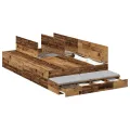 Cadre de lit de rangement en bois ancien 120x190 cm