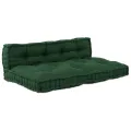 Coussin de canapé sur palette  avec dossier en tissu vert