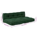 Coussin de canapé sur palette  avec dossier en tissu vert