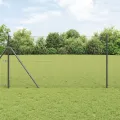 Clôture en fil soudé avec 13 poteaux Gris 1x50 m Acier