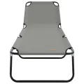 Chaise longue pliante 2 pcs portable en tissu Oxford gris 600D