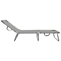 Chaise longue pliante 2 pcs portable en tissu Oxford gris 600D