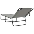 Chaise longue pliante 2 pcs portable en tissu Oxford gris 600D