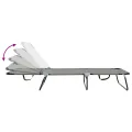 Chaise longue pliante 2 pcs portable en tissu Oxford gris 600D