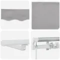 Auvent manuel rétractable avec lumière LED gris clair 350x250 cm